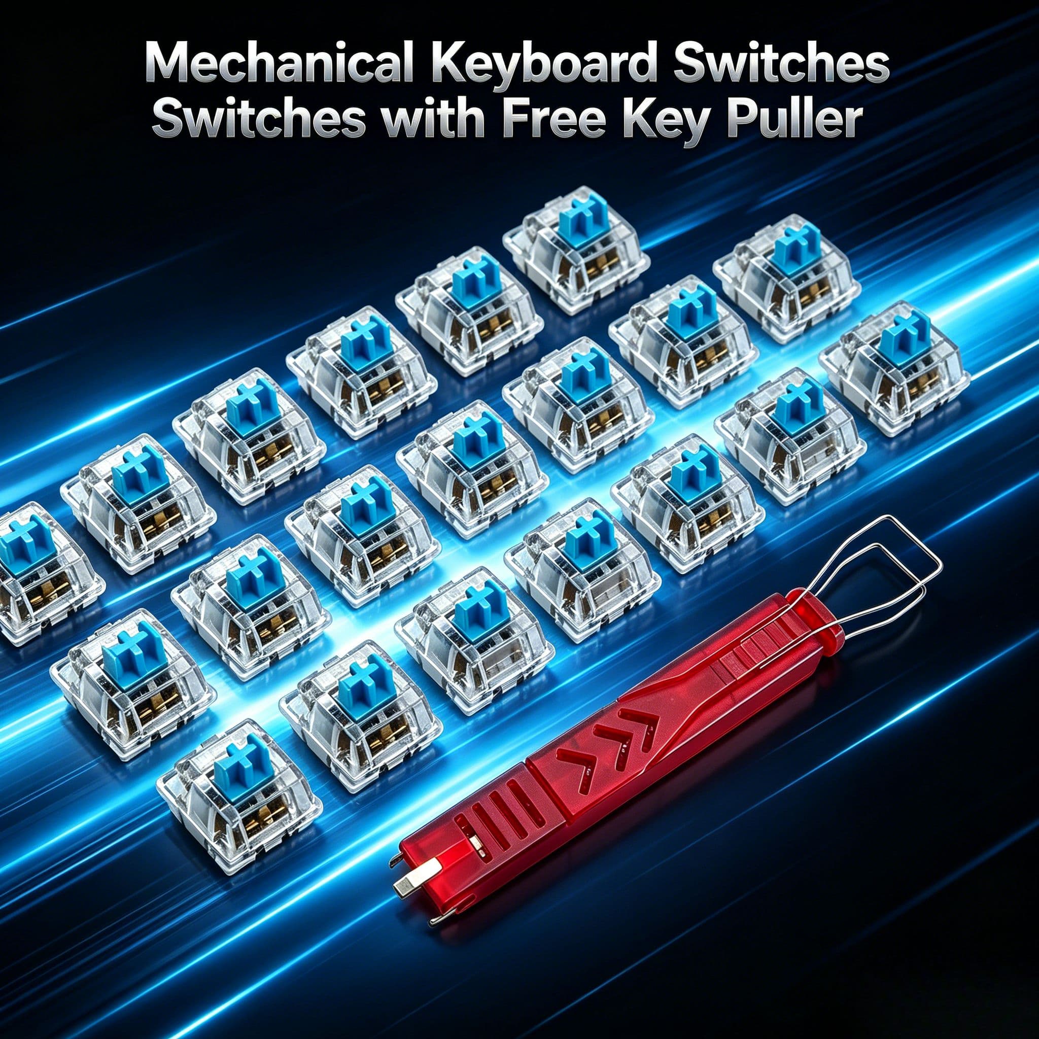 Interruptor Azul para Teclado Mecânico Clicky com 3 Pinos – Interruptores Personalizados para Teclado Mecânico DIY,