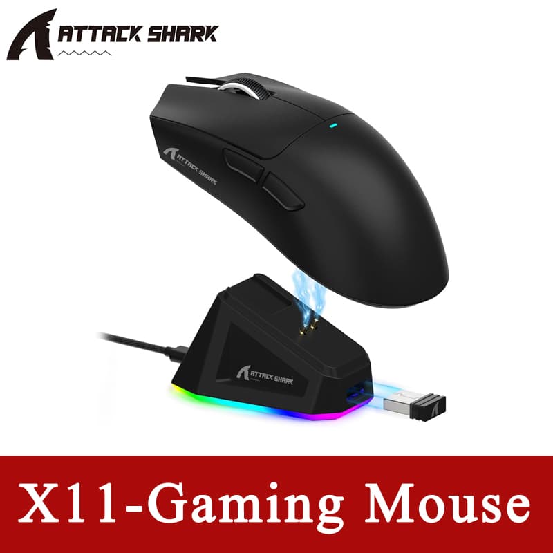 Mouse sem fio tri-modo ATTACK SHARK X11 com sensor PAW3311 integrado, mouse gamer profissional, ótimo presente para