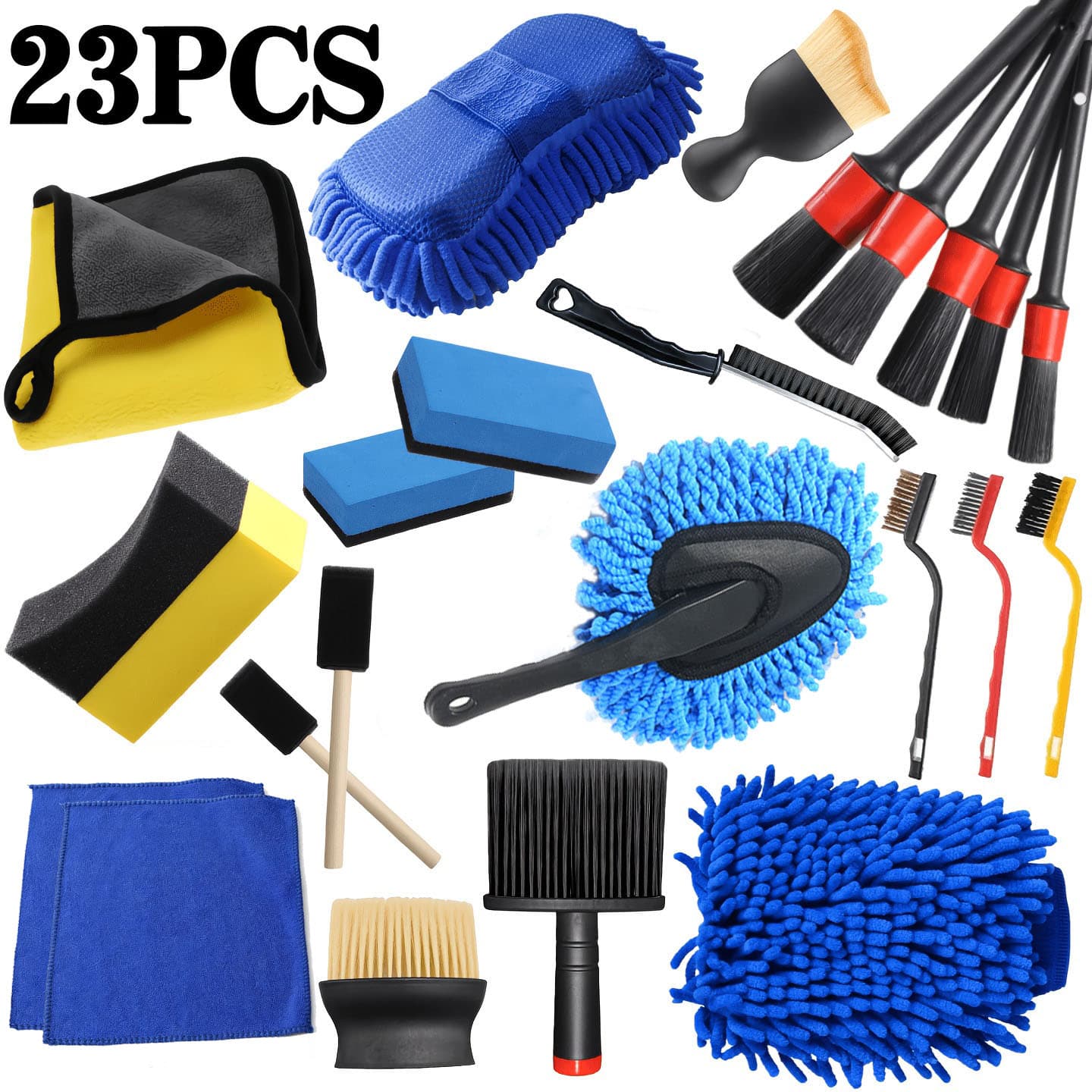 Kit de Ferramentas de Limpeza e Manutenção para Carros com 23 Peças, Kit Completo de Detalhamento Automotivo com Luva de
