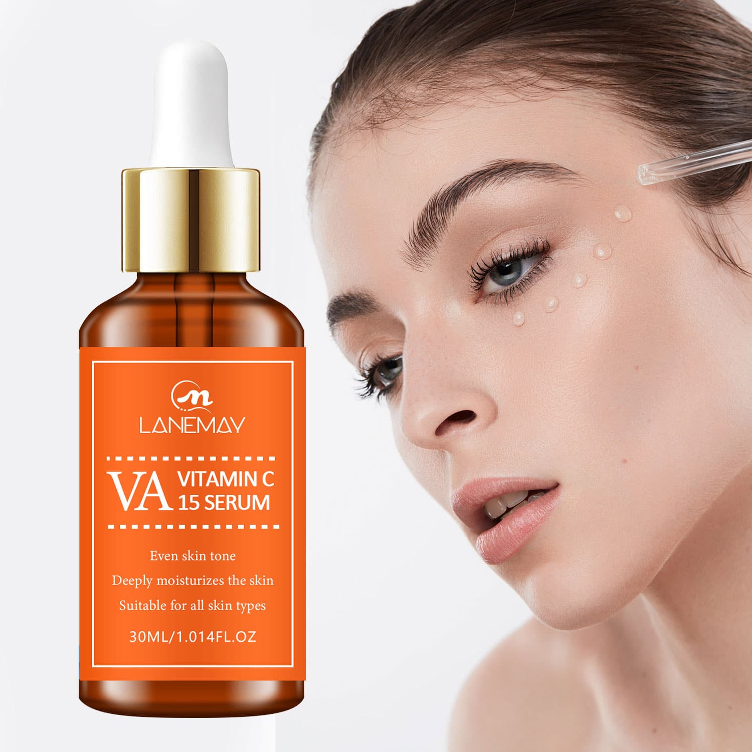 Sérum Brilho de Vitamina C - Vitamina C & Ácido Hialurônico - Com Niacinamida - Ajuda a Uniformizar o Tom da Pele &