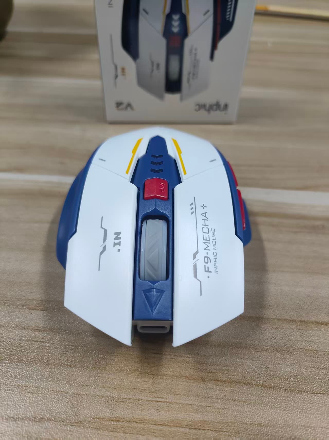 Mouse de Jogos Recarregável Sem Fio Inphic F9V2 Upgrade com Três Modos: 2.4G + Bluetooth + Com Fio