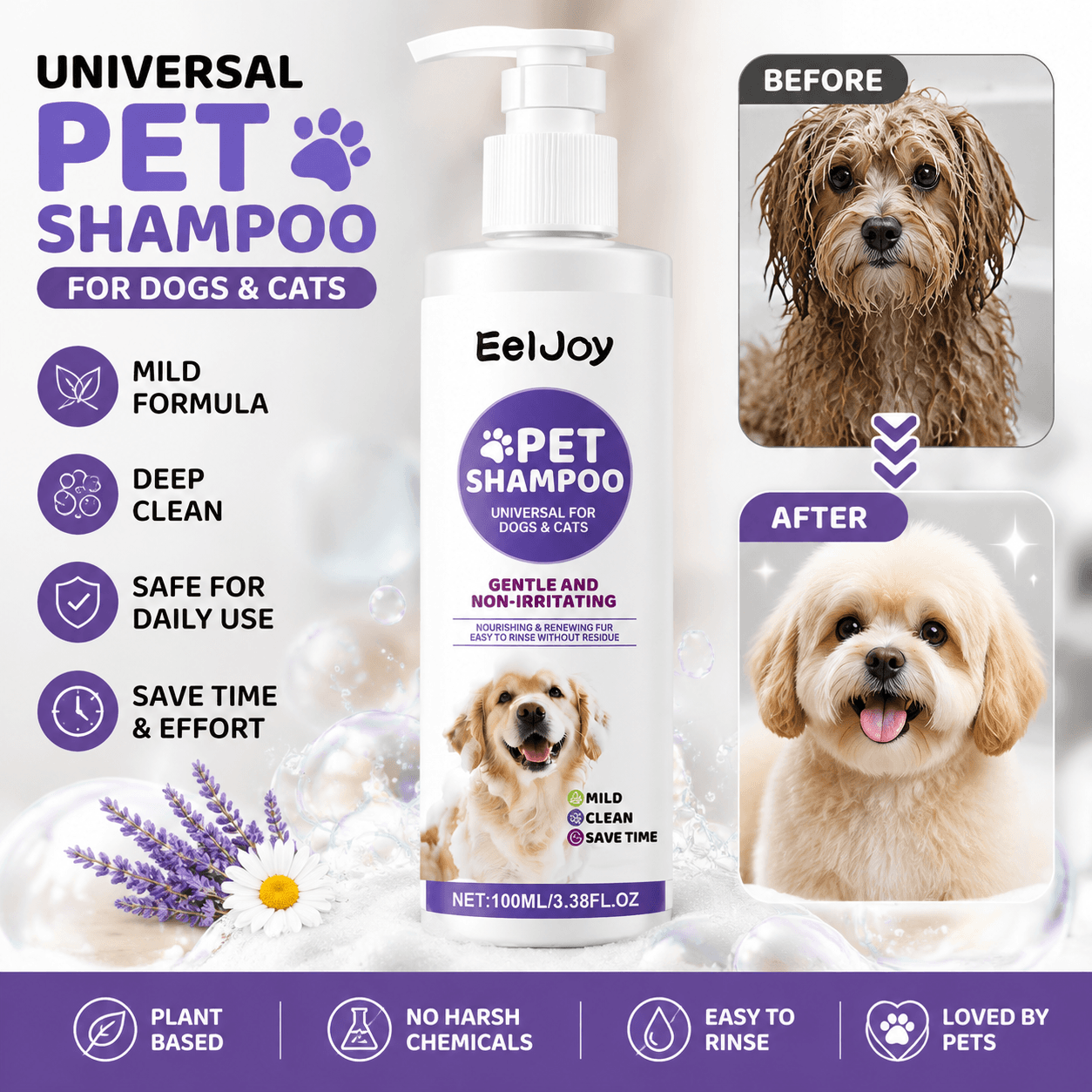 Cem Ml Shampoo Para Animais De Estimação Decyl Glicosídeo Glicerina Rotina Casaco Limpeza Removedor De Pele De Cachorro