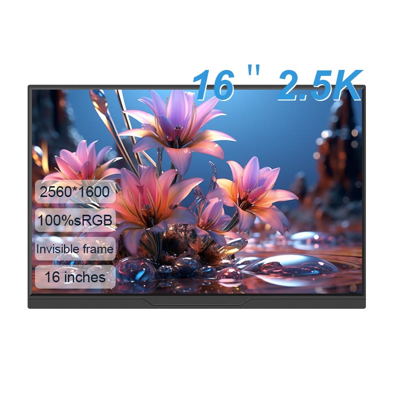 Monitor portátil LANLIPU de 16 polegadas 2,5K, tela gamer 100% sRGB, conexão Tipo-C e Mini HDMI, compatível com Switch,