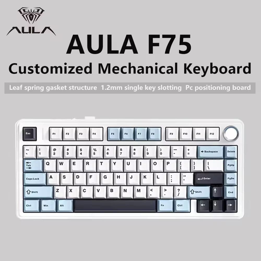 Teclado Mecânico Sem Fio Aula F75 75% Trocável a Quente Teclado Gamer Compacto com Touchpad Botão RGB Retroiluminação