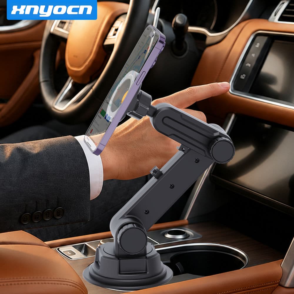 Suporte Magnético para Copos de Carro para Celular, Suporte Forte com Base Expansível, Rotação 360°, Ajuste de Altura