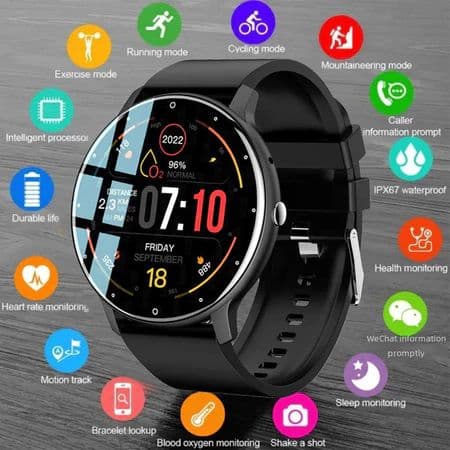 Novo Smartwatch com Assistente de Voz AI, Chamada Bluetooth, à Prova d'Água, Rastreador de Fitness, Relógio Inteligente