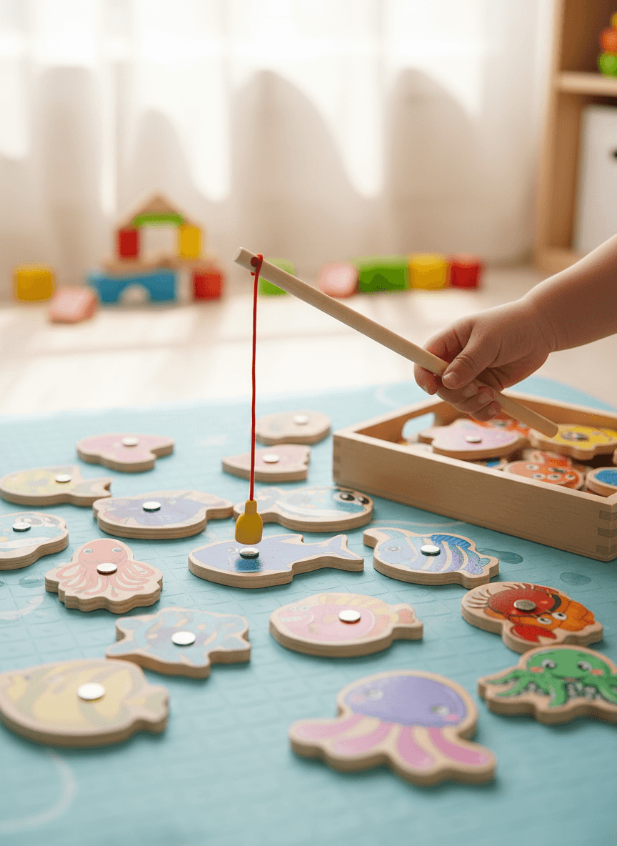  Brinquedos Educativos de Pesca Magnética para Crianças de 1 a 3 Anos, Brinquedo para Aprendizagem Precoce e Atividades