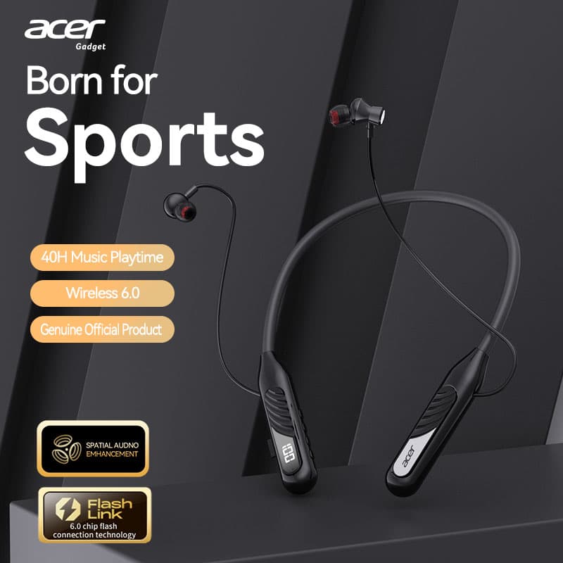 Acer OHR635 Fone de Ouvido Bluetooth sem Fio com Faixa de Pescoço, Fones de Ouvido, Fones de Ouvido, Fones de Ouvido