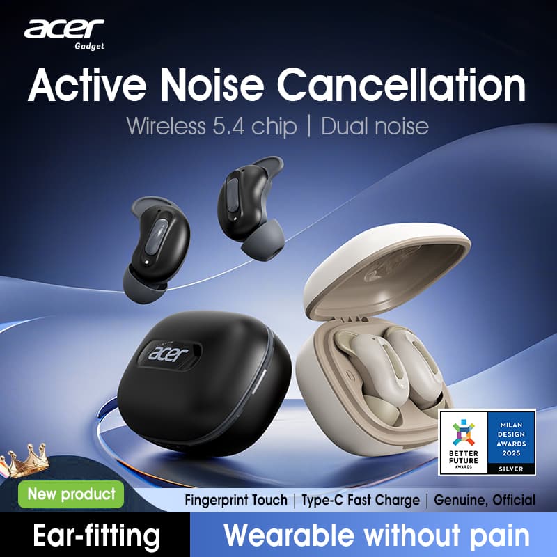 Fone de ouvido sem fio Acer OHR562, fone de ouvido Bluetooth, fones de ouvido com microfone de chamada CMOS, distorção