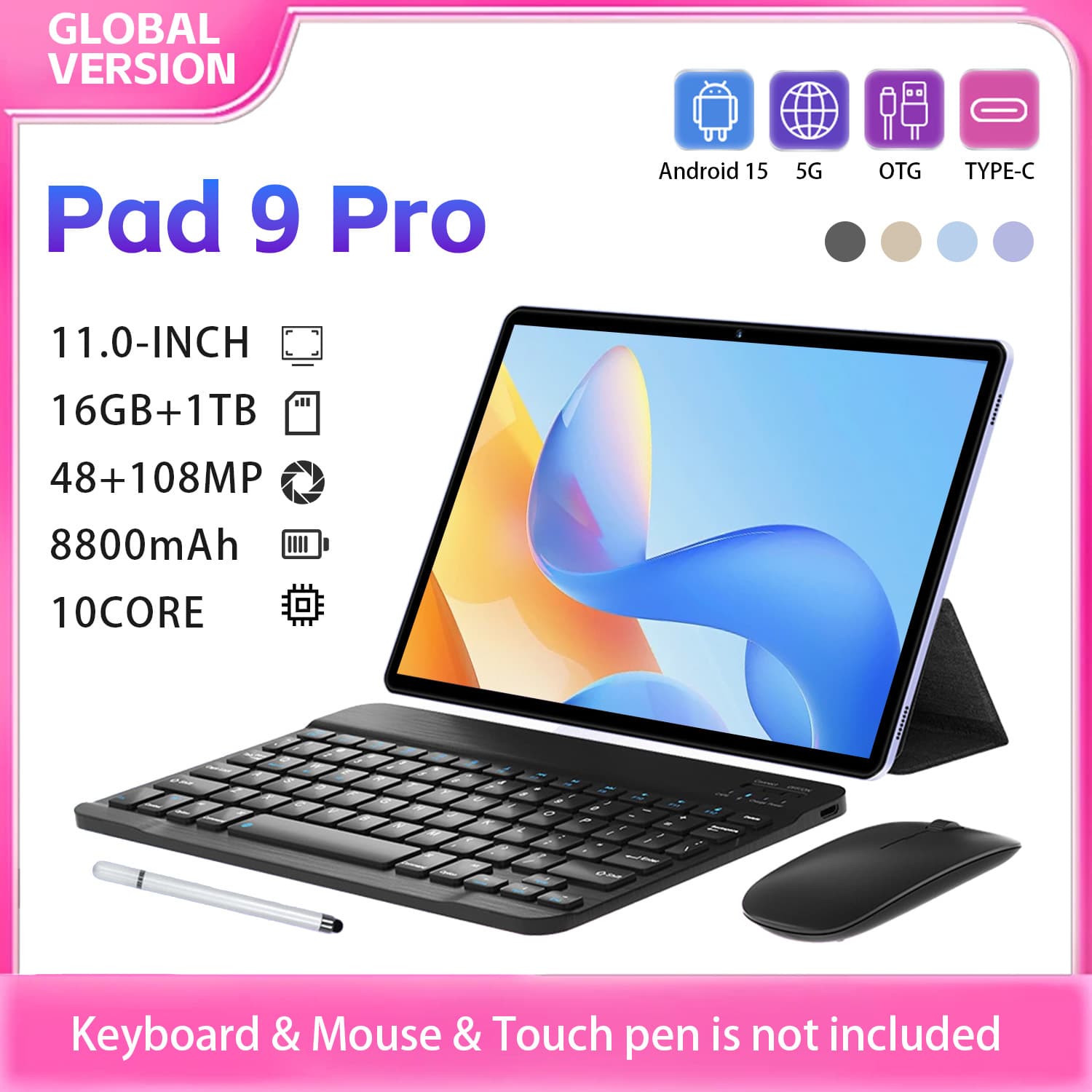 Tablet Android portátil multifuncional Pad 9 Pro, Wi-Fi, GPS, navegação, tablet PC para trabalho e entretenimento