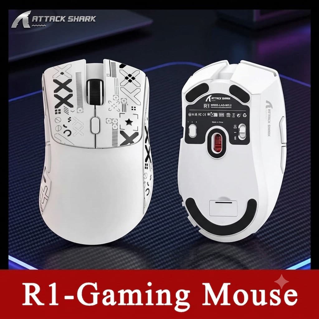 Mouse Gamer Leve R1 Sem Fio com Três Modos, Sensor PAW3311 18000DPI, Bluetooth/2.4G/USB