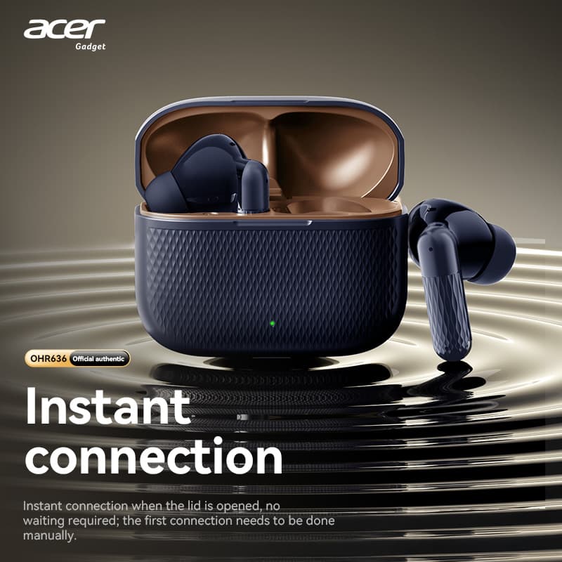 Fones de Ouvido Acer OHR636, Sem Fio TWS, Fones Bluetooth HiFi, ANC, Carregamento Tipo-C, Fone de Ouvido com