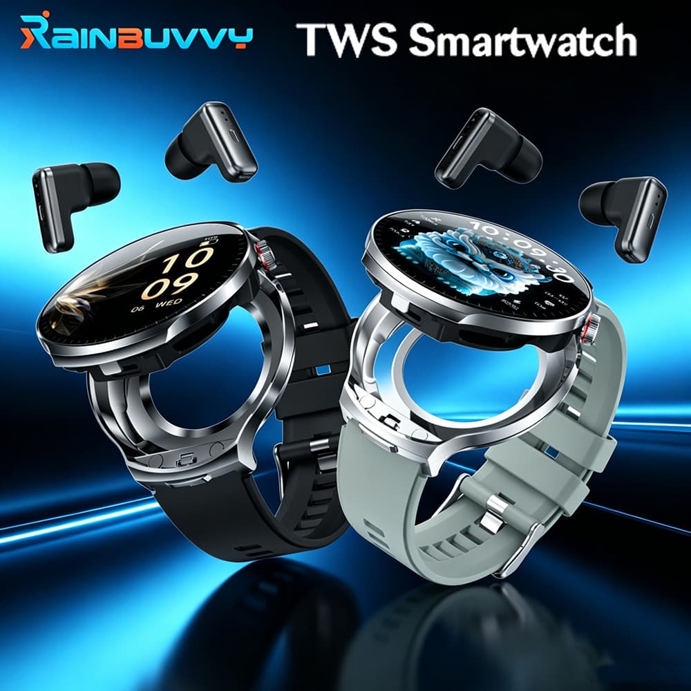 Novo Fone de Ouvido e Relógio 2 em 1 TWS Smartwatch 1,85 HD Sem Fio Bluetooth Chamada Monitor de Saúde Relógios