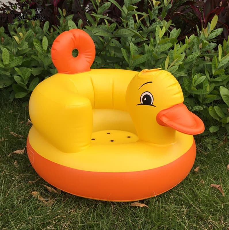 Cadeira inflável de pato amarelo multifuncional para bebês, assento de banho portátil, cadeira de alimentação para