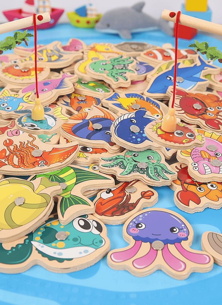  Brinquedos de Pesca com Ímãs para Crianças de 1 a 3 anos, Brinquedo Educativo para Educação Infantil e Brincadeira