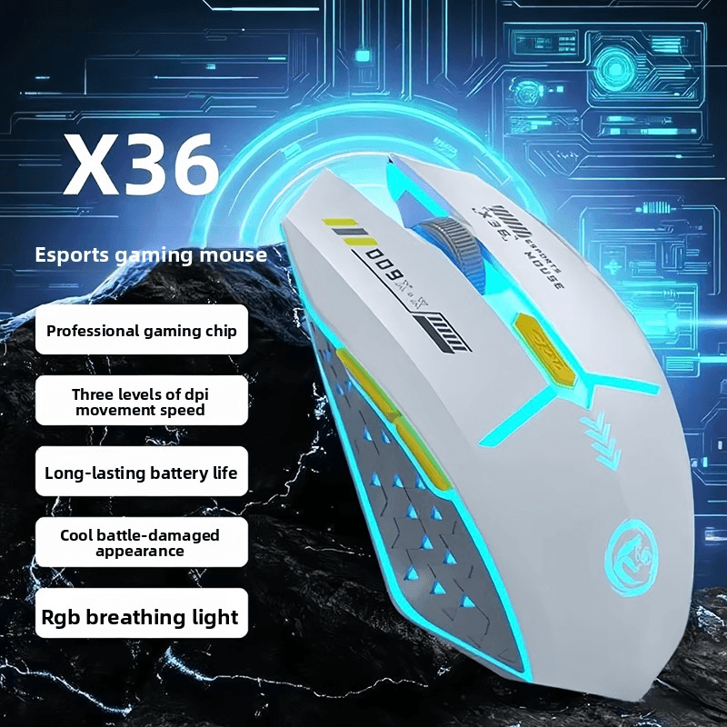 Mouse branco sem fio dual-mode Gaming Mouse 2.4G Bluetooth recarregável tipo C RGB luzes coloridas silencioso ergonômico