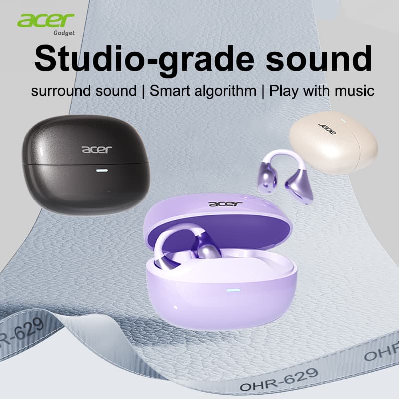 Acer OHR629 Fones De Ouvido Sem Fio Com Microfone Bluetooth 4.68g Leves 350mAh Estojo De Carregamento Tipo-C 180 Dias Em