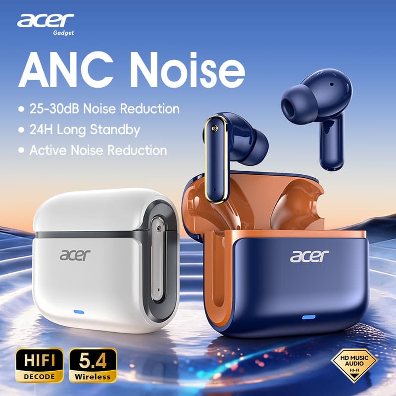 Acer OHR637 Fones De Ouvido Bluetooth Intra-Auriculares Com Microfone 3.5g Leve 120 Dias De Espera Tipo-C Caso Portátil 