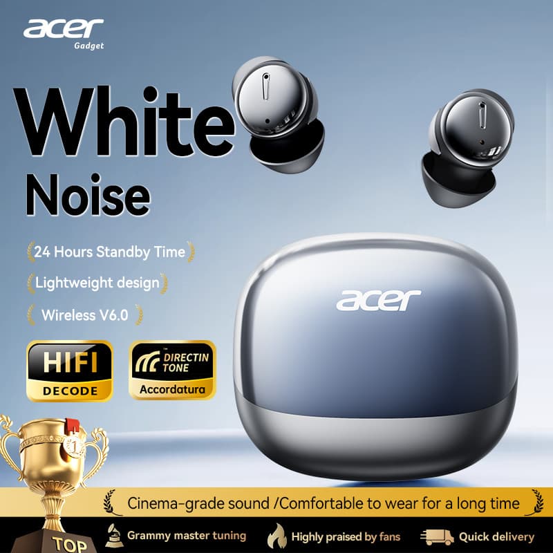 Fones de ouvido sem fio Acer OHR638, fones de Bluetooth tipo C com microfone, fones de ouvido profissionais para dormir,
