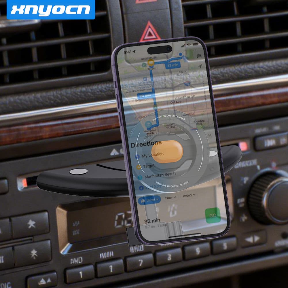 Suporte Magnético para Celular para Carro com Encaixe no CD, Rotação 360°, Suporte de Ventilação de Ar para Direção