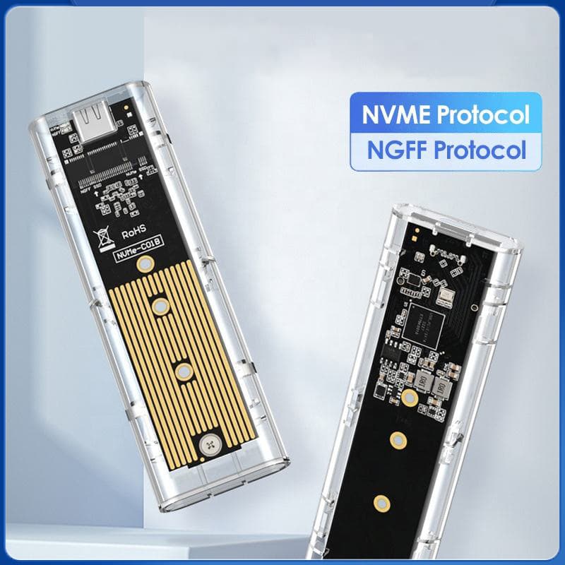 M . 2 NVMe SSD Disco Rígido Transparente Gabinete Externo NGFF Protocolo Duplo Unidade De Estado Sólido
