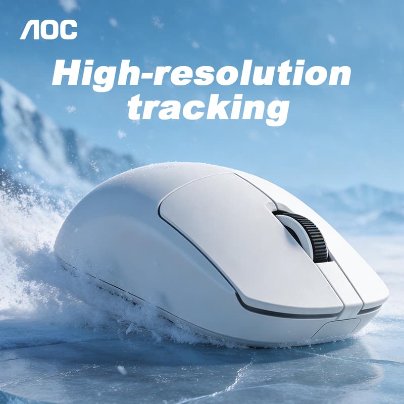 AOC MS225 Mouse Sem Fio 2.4G Ergonômico, com Botões Laterais, Rolagem Suave, Empunhadura Curvada, Portátil e Sem Fio,