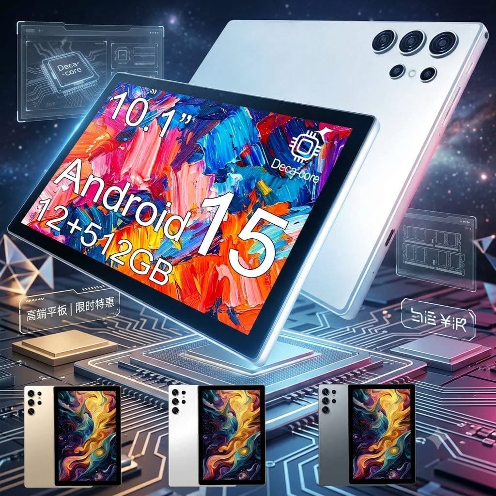 Tablet Android HD Student 15 10.1 Polegadas 12GB RAM 512GB ROM Câmera Dupla para Aulas Online