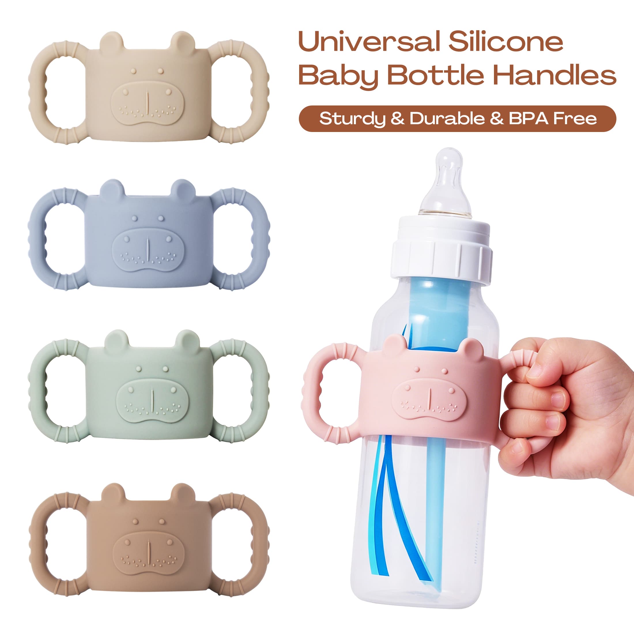 Alças De Silicone Para Mamadeiras , Capa Elástica Macia De Hipopótamo Fofa , Removíveis E Fáceis De Segurar , Acessórios