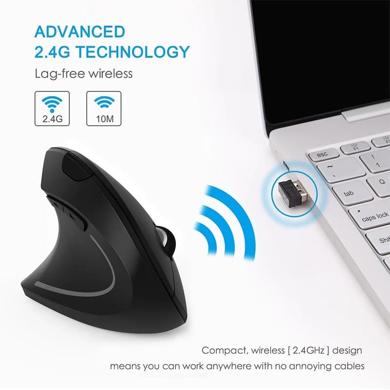 Mouse USB Vertical Sem Fio PC Laptop Escritório Computador Doméstico Ergonômico