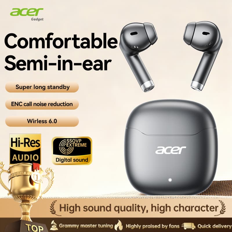 Fones de ouvido Acer OHR617 tipo C, fones de ouvido sem fio, fones de ouvido bluetooth com microfone, fones de ouvido
