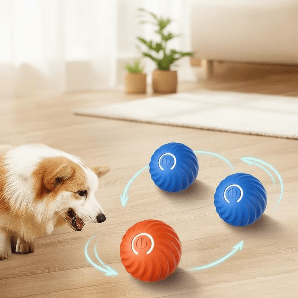  Brinquedo inteligente para cachorro Bola Rolante Automática Brinquedos para cães Treinamento Auto-impulsionado