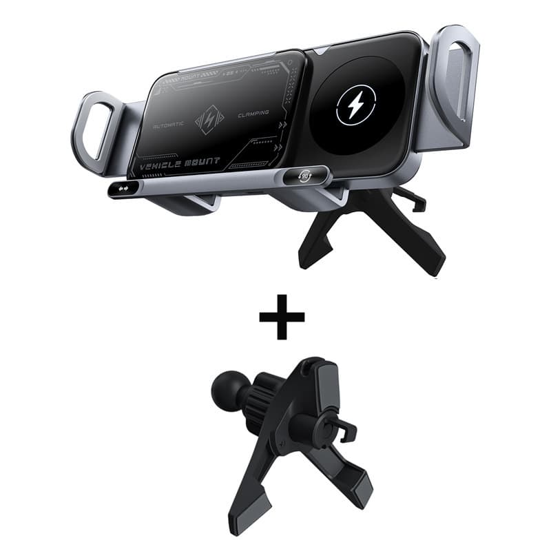 Suporte Dobrável Para Telefone Carro Sem Fio Base De Carregamento Rápido De 15 W Com Trava Automática , Clipe Painel , B
