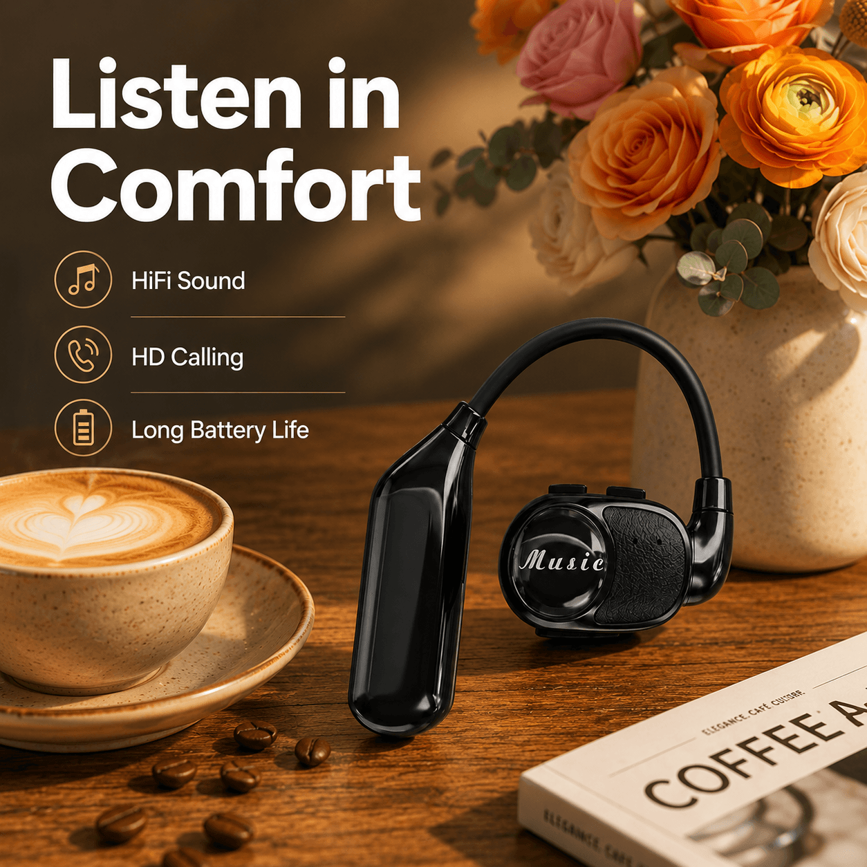 V3 Fones De Ouvido Sem Fio Bluetooth Para Jogos Abertos Únicos Com Cancelamento De Ruído Graves Profundos Bateria De Lon
