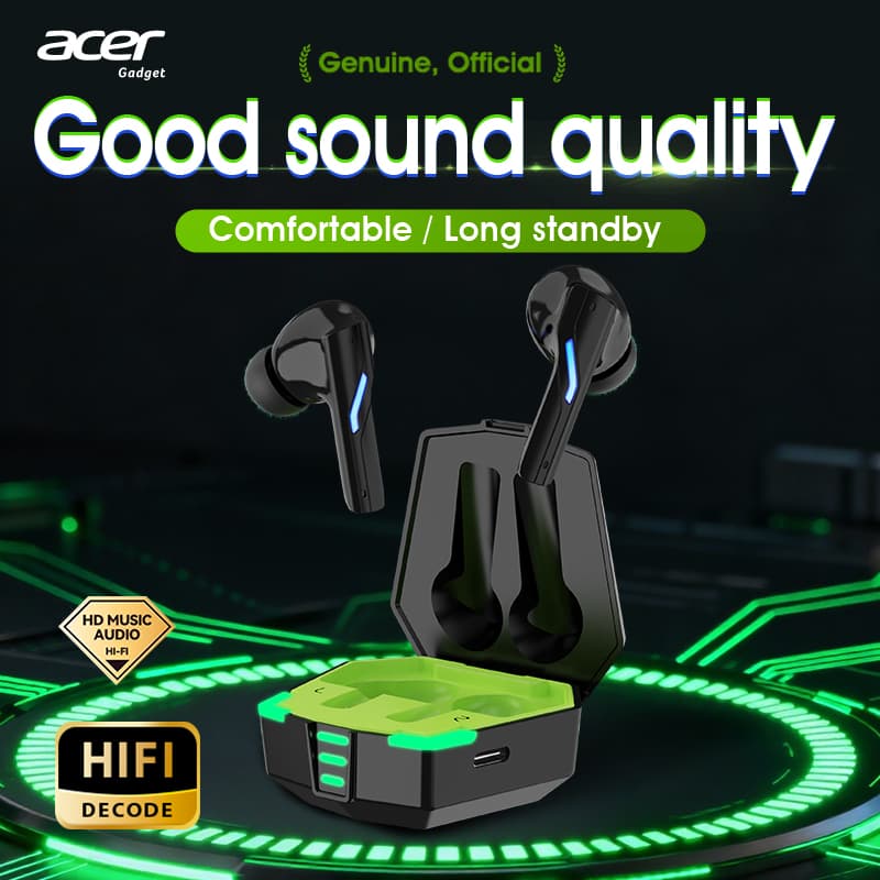 Fones de ouvido Bluetooth sem fio Acer OHR625, fones de ouvido tipo C com microfone, fone de ouvido de 40mAh e estojo de