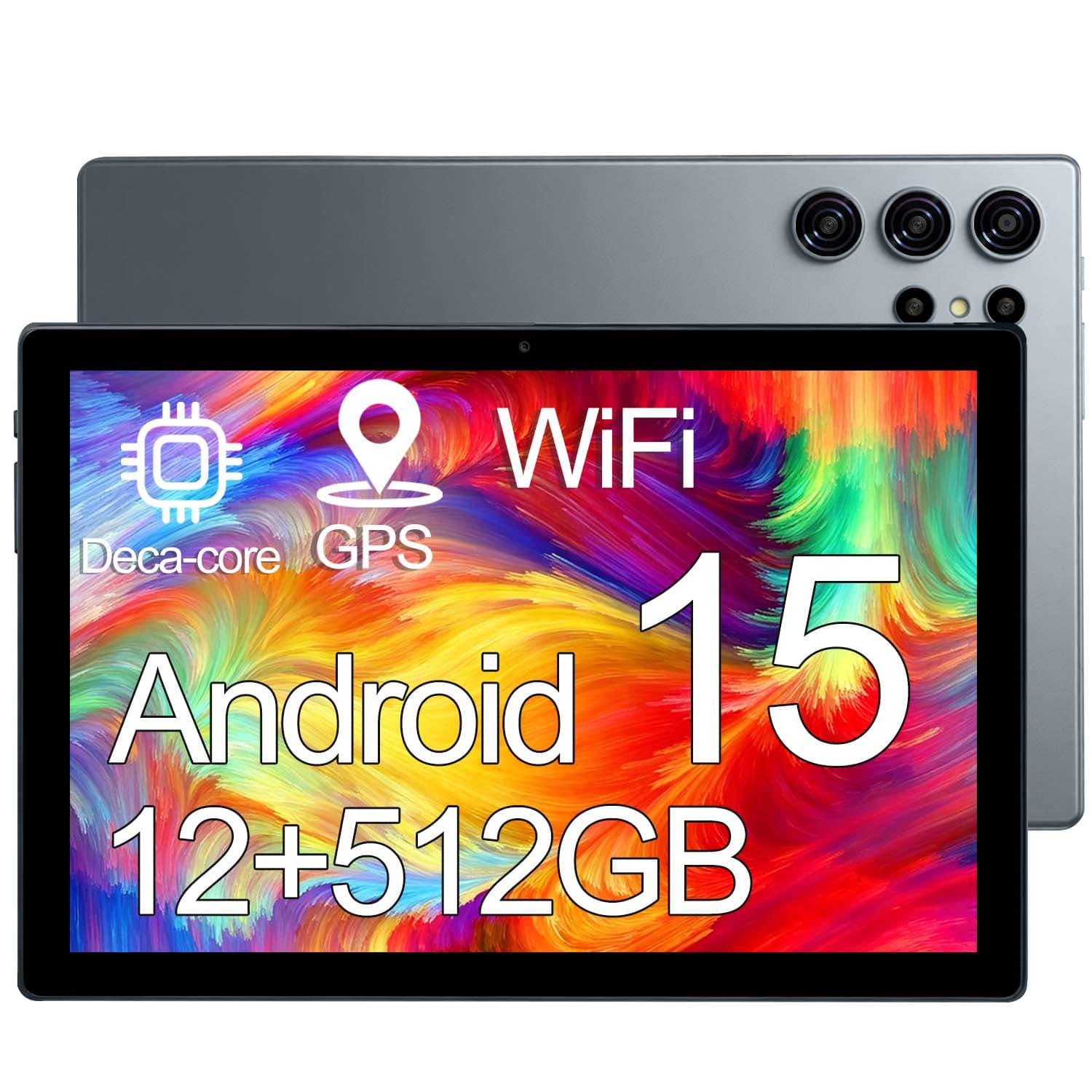 Tablet de 10,1 polegadas com 12GB de RAM, 512GB Android 15 e câmera de 5MP