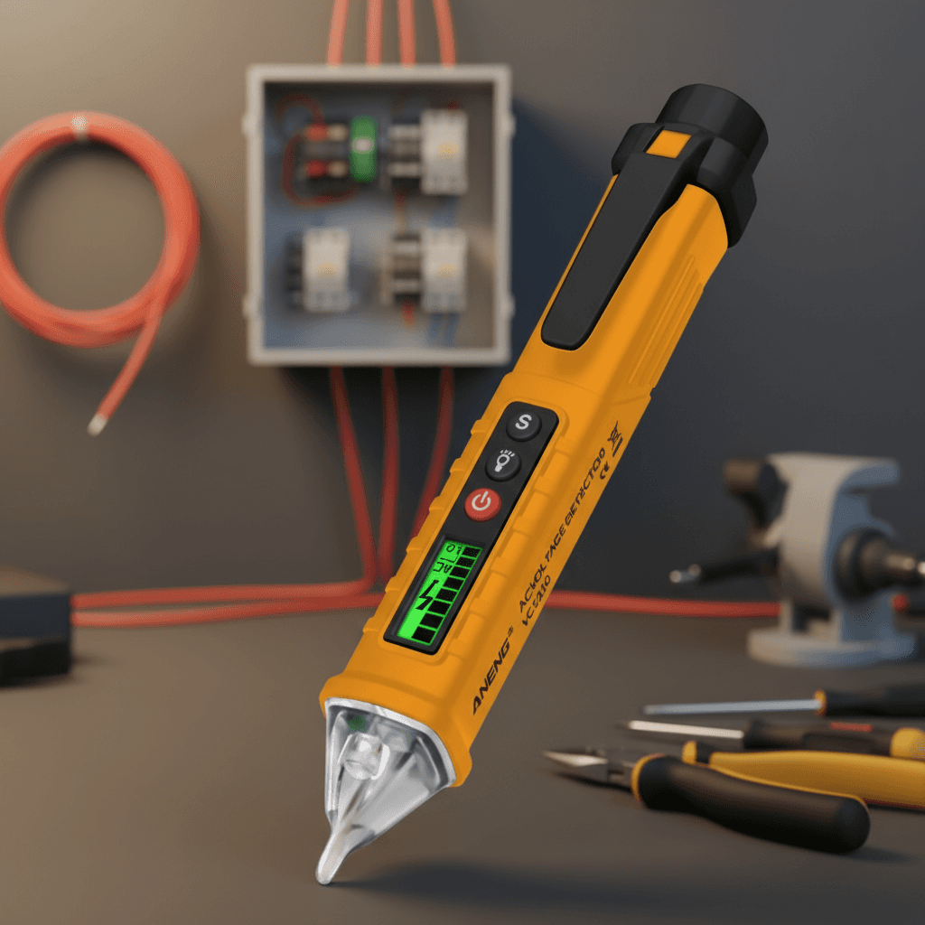 Caneta de Teste Elétrico com Detecção Não-Contato - Medidor Digital AC/DC 12-1000V para Uso Doméstico e Profissional