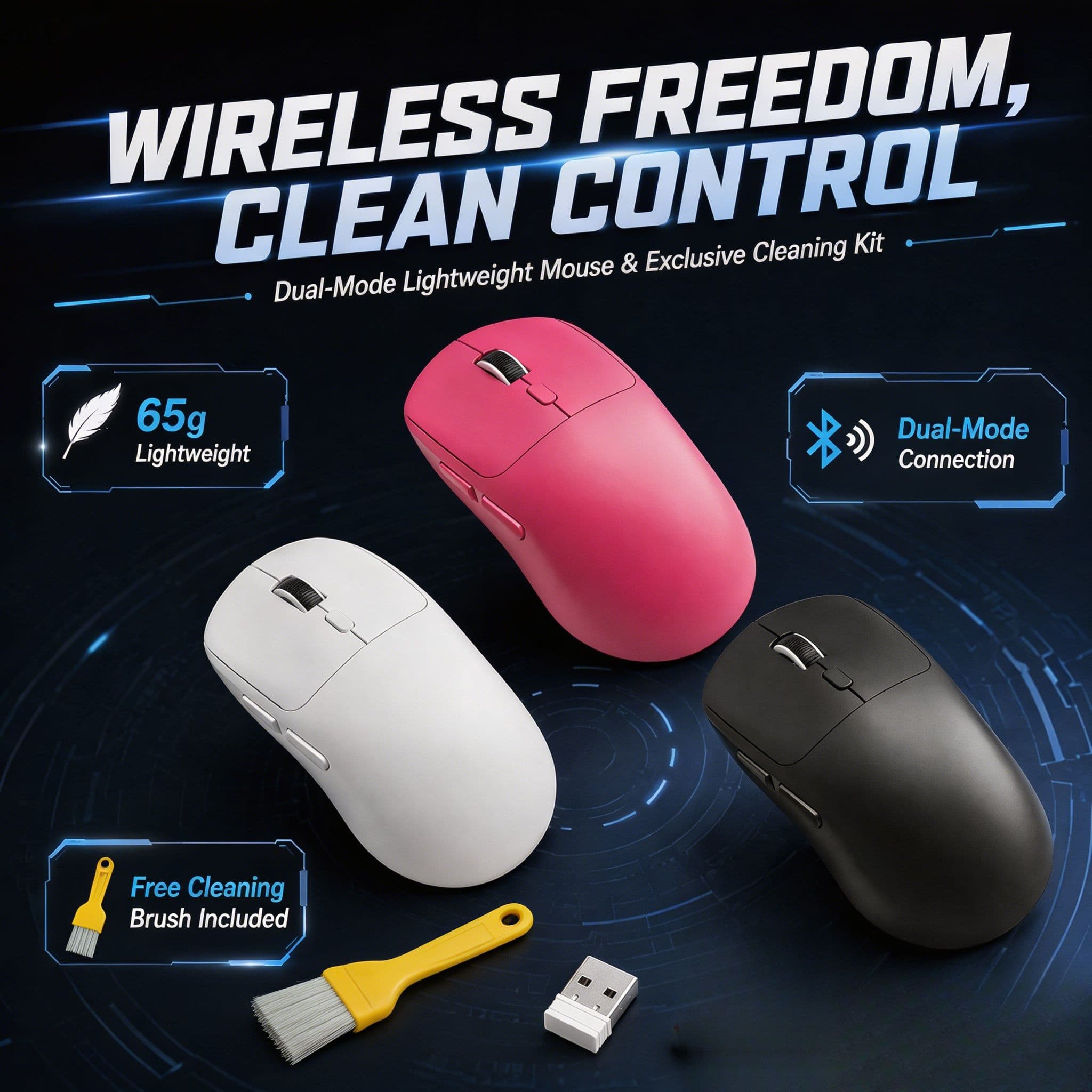 M348 Mouse Bluetooth Dual Mode Mouse Sem Fio para Jogos 2.4G Mouse Ergonômico Recarregável 3 Níveis de DPI Ajustáveis