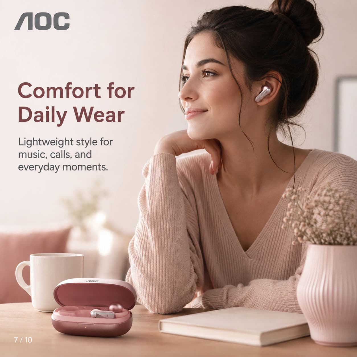 Fones de Ouvido Clip-On AOC ACD4614 Fones Bluetooth Abertos HiFi Sem Fadiga Após Uso Prolongado Fones de Ouvido 100H