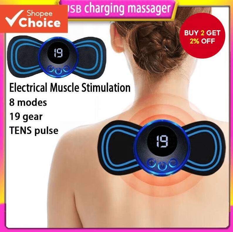  Massageador de Corcunda Cervical Recarregável – Patch de Estimulação Muscular EMS para Alívio da Dor, Terapia com Gel