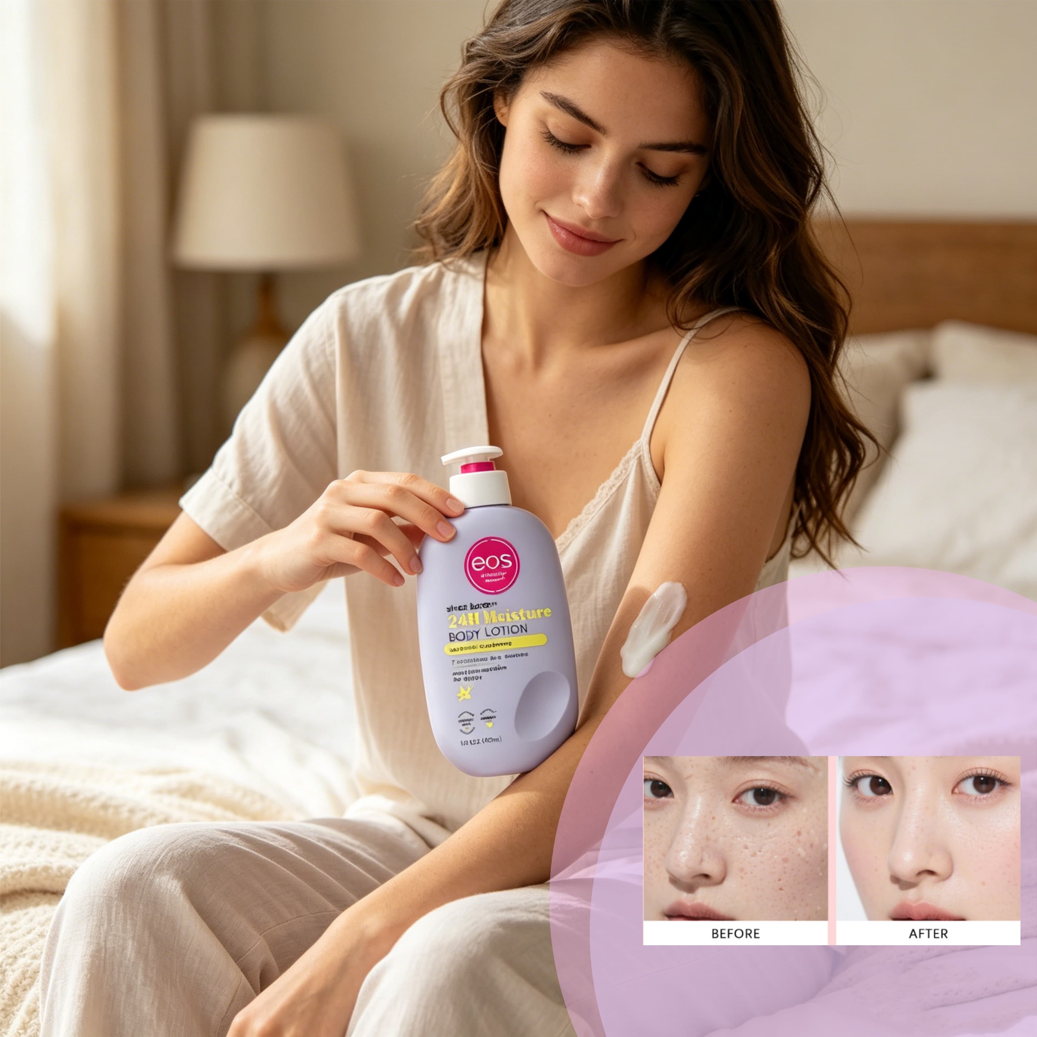 Eos Shea Better Loção Corporal Hidratante 24H Baunilha Caxemira | Loção Hidratante Para Pele Sensível, Cuidado