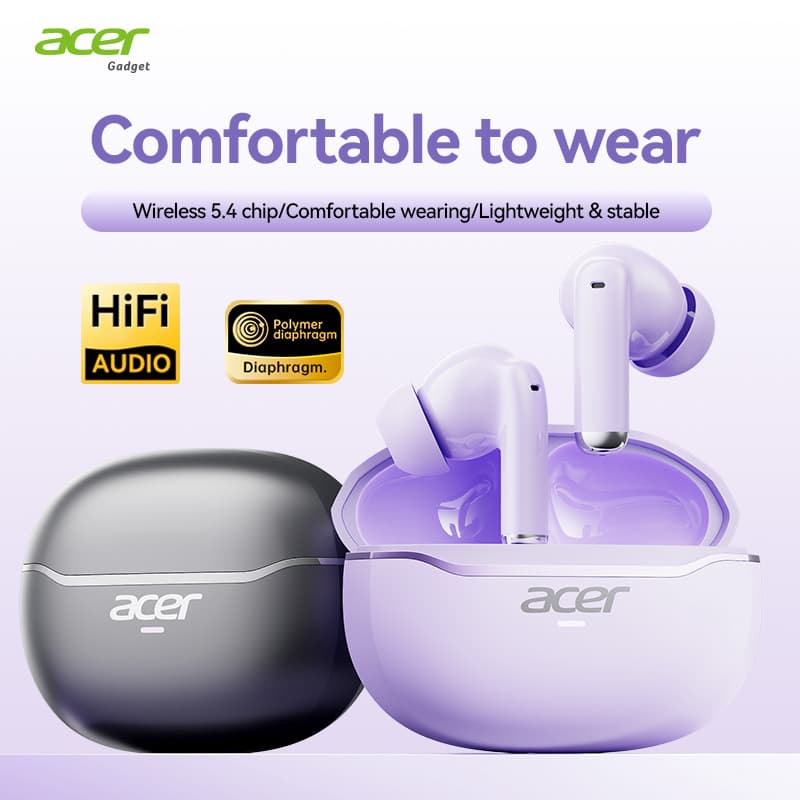 Fones de ouvido bluetooth sem fio OHR623 da Acer, fones de ouvido tipo C com microfone, fones de ouvido TWS com chip