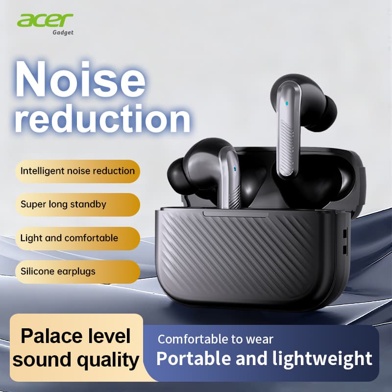 Fones de ouvido Acer OHR644 sem fio, fones Bluetooth com microfone, tipo C, fones de ouvido ultra de baixa potência