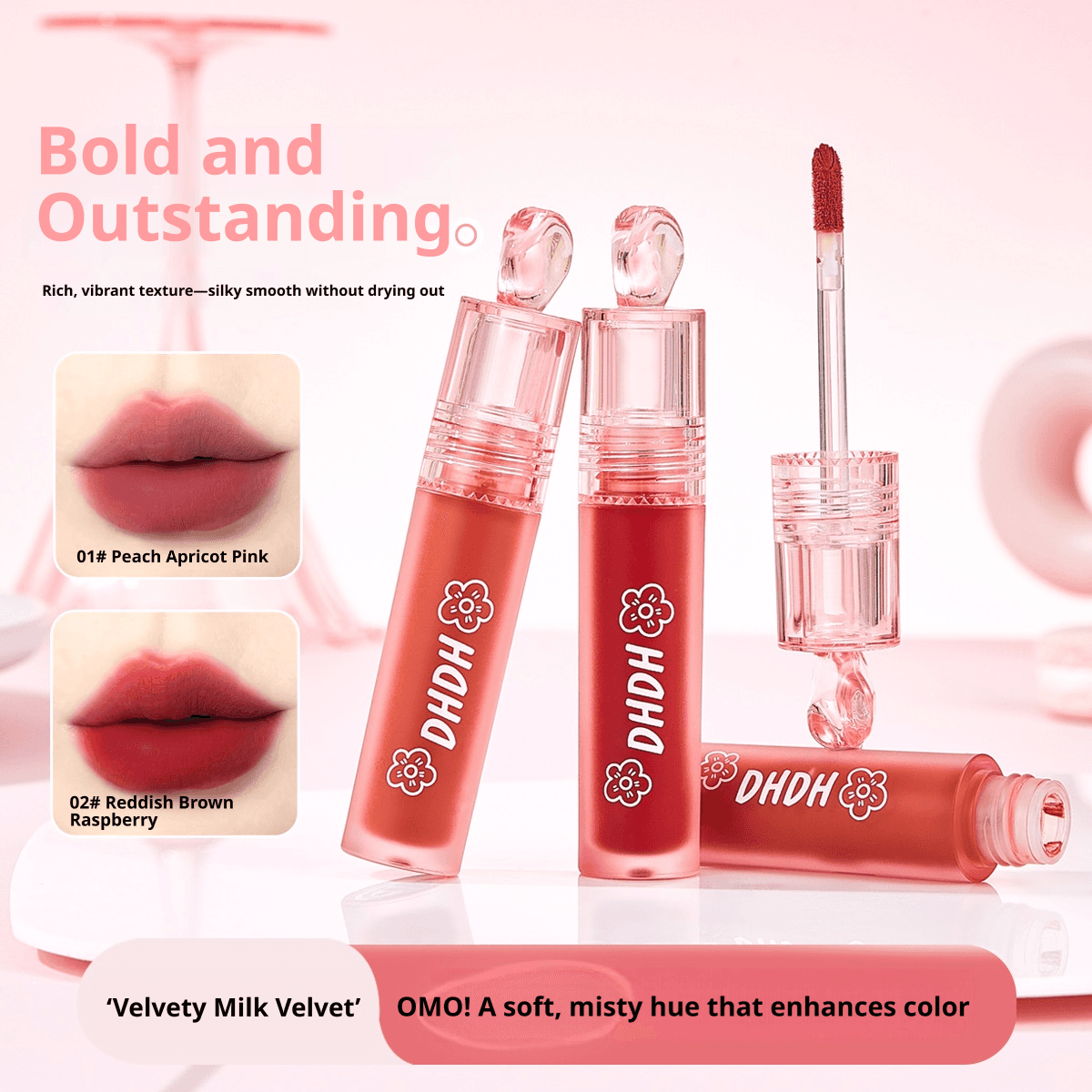 DHDH Misty Leve Veludo Fosco Esmalte Labial Pigmentado De Longa Duração Escolha Suave Maquiagem Oficial Acessível