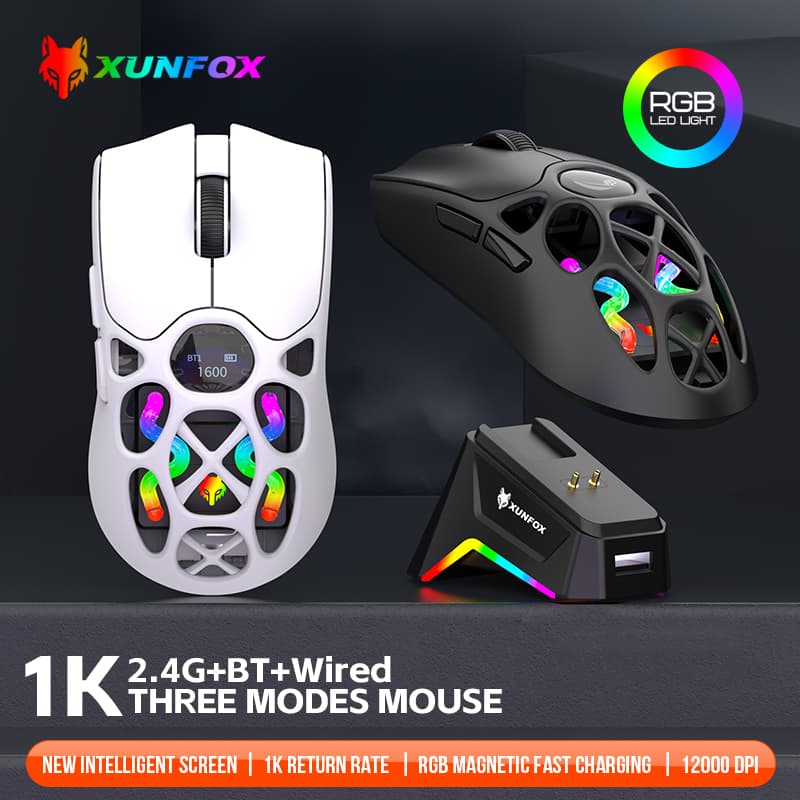 Mouse H16, leve, S205, mouse Bluetooth sem fio de três modos para jogos, carregamento, iluminação RGB, adequado para PC,