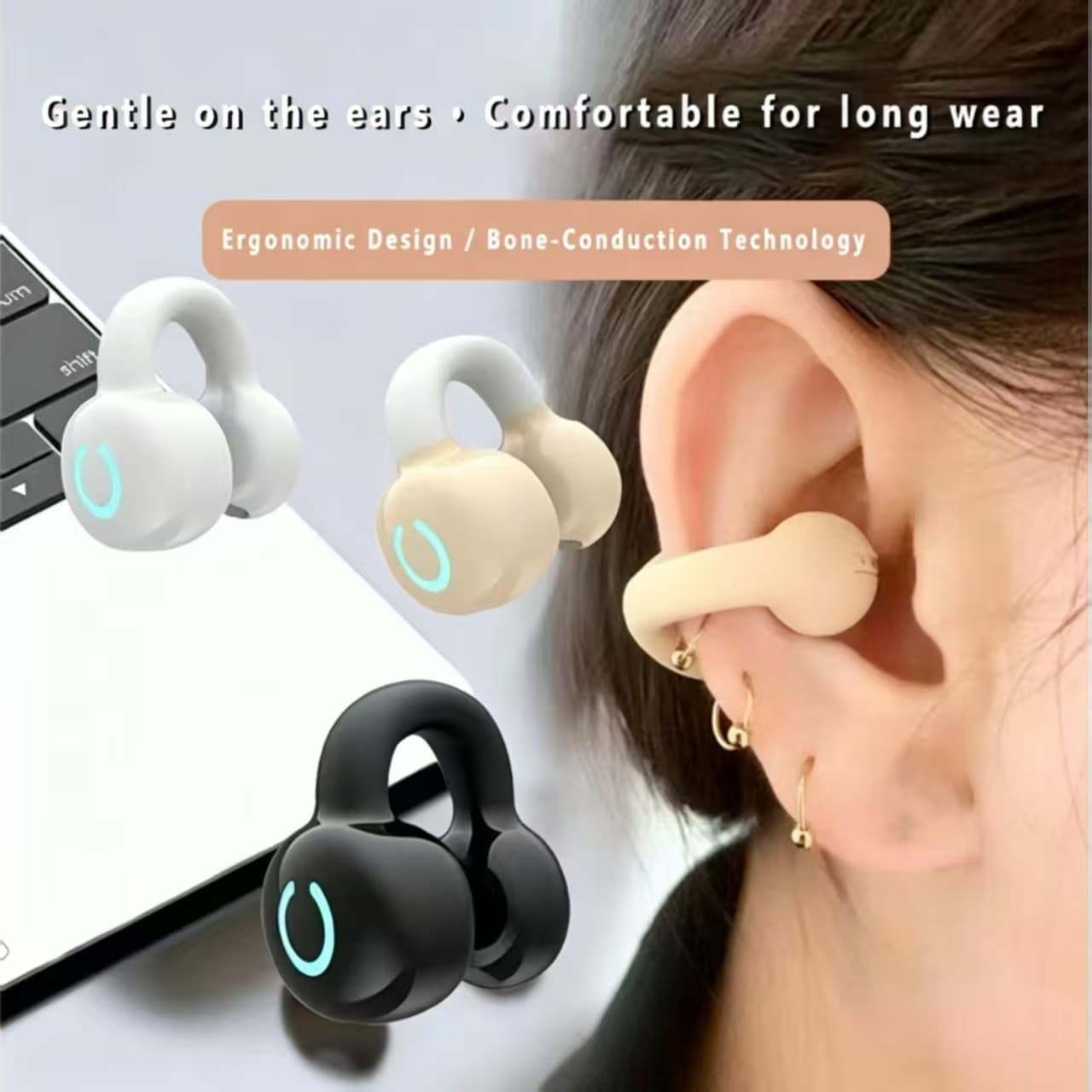 Y9 Compre 1 Fones De Ouvido Tomar Sem Fio Bluetooth 5.4 Com Clipe De Orelha De Condução Óssea Única Controle De Toque Mi