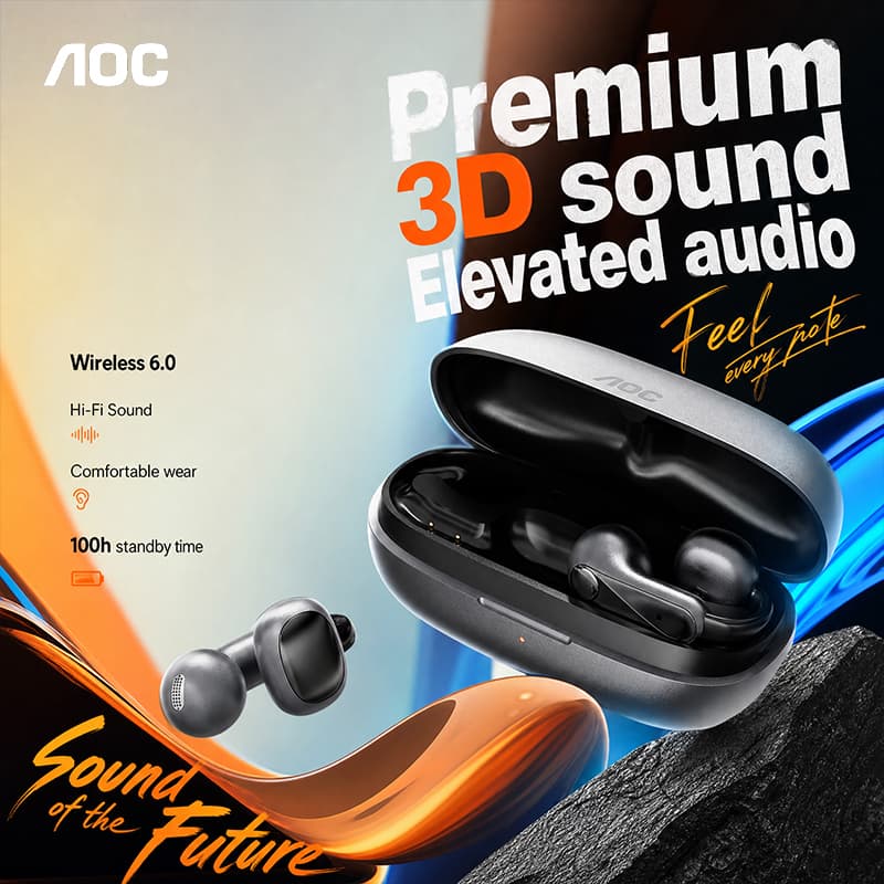 Fones de Ouvido AOC ACD4614, Fones Bluetooth, Fones de Ouvido com Cancelamento de Ruído para Chamadas, Operação por