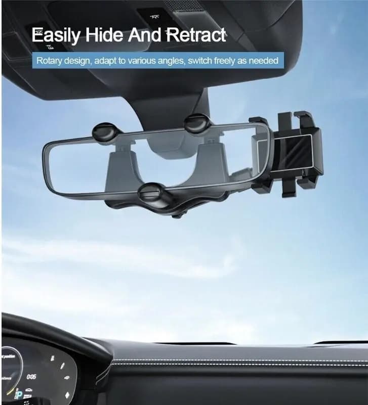 Retrátil 360 ° Suporte Giratório Para Telefone Espelhos Retrovisores De Carro , Universal Ajustável Todos Os Veículos
