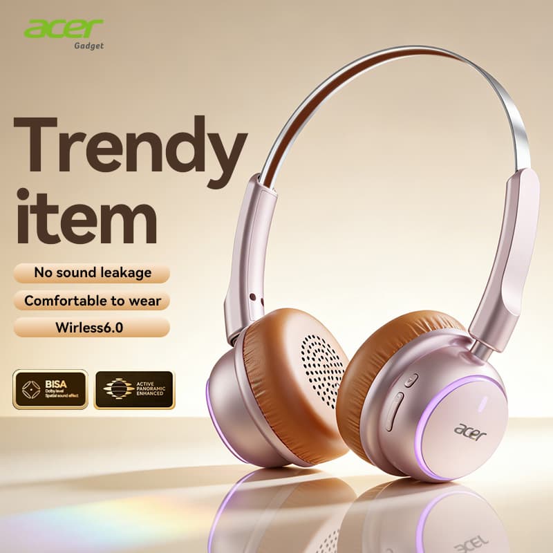 Fone de ouvido Acer OHR645: fones de ouvido Bluetooth sem fio com microfone, fone de ouvido sem fio, dobrável, design