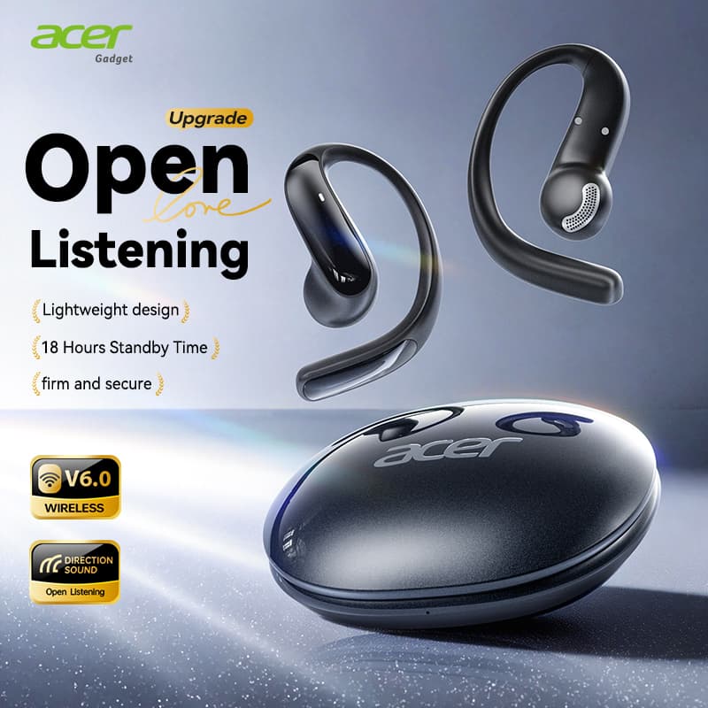 Acer OHR718 Fones De Ouvido Sem Fio Bluetooth Tipo-C Com Microfone Baixa Potência Estática 7.8uA Ce Fcc Rohs Certificado