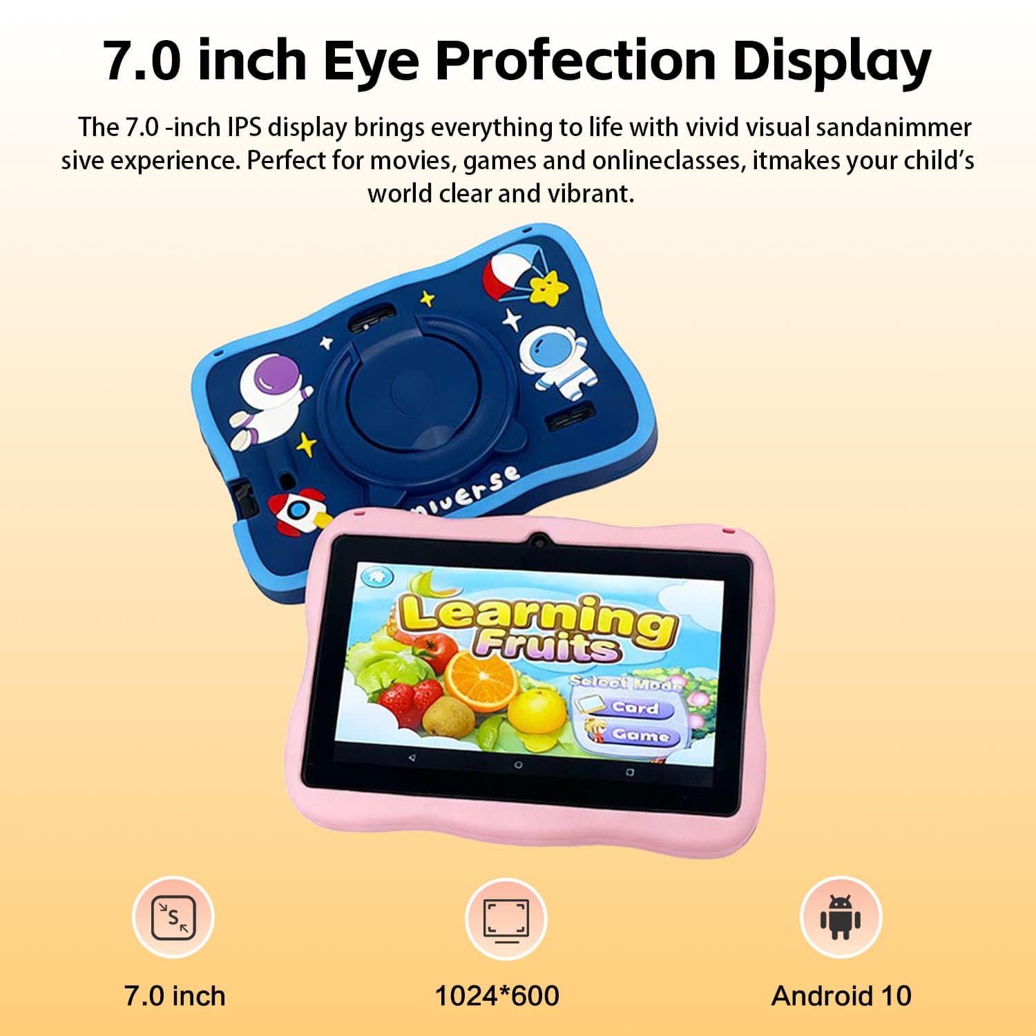 Tablet PC 7 Polegadas Android OS 16GB Armazenamento Wi-Fi Bluetooth Para Crianças
